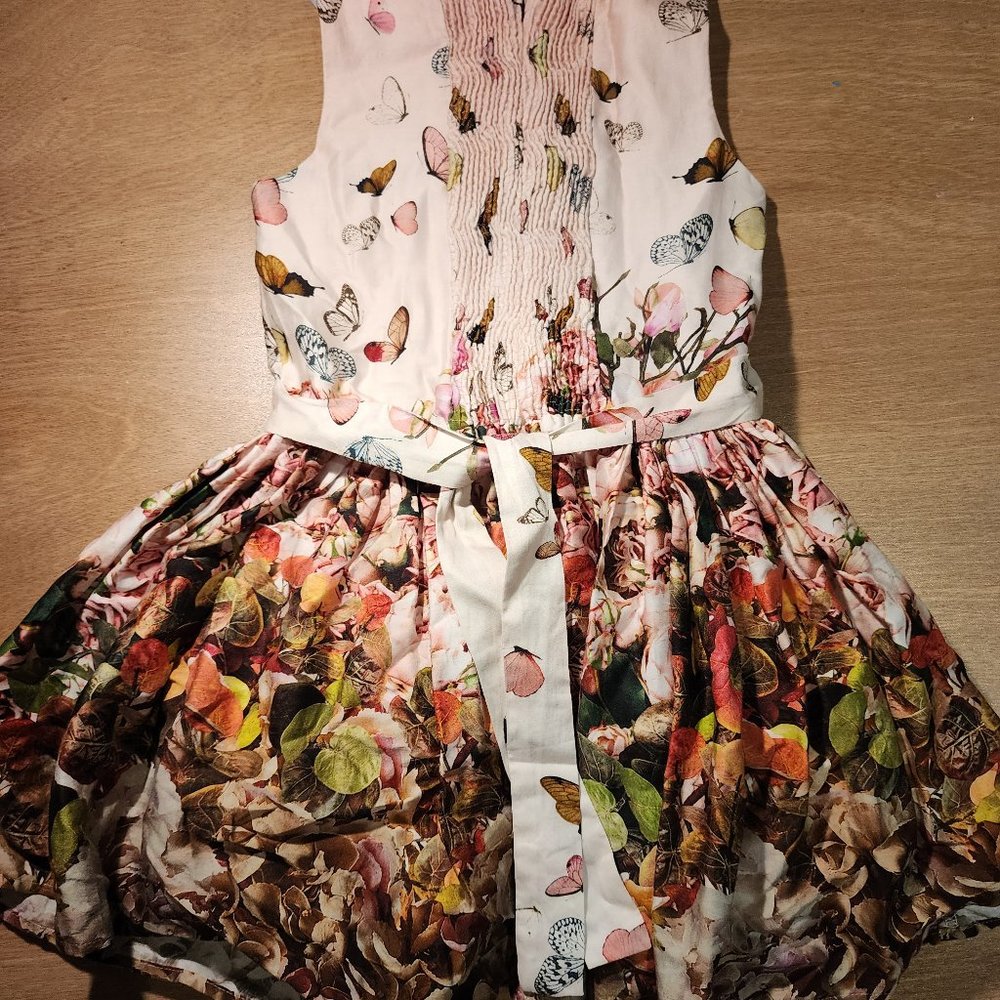 Jottum Girls Pink Cotton Sateen Butterfly Dress